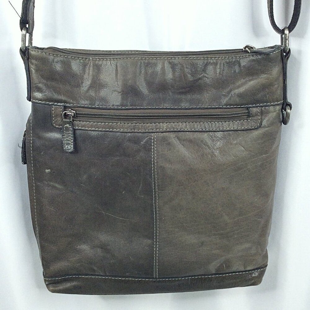 Jack Georges Voyager Olive Brown Leather Crossbody Shoulder Bag - Picture 3 of 16